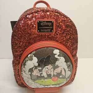 Loungefly Disney Snow White Evil Queen sequin backpack NEW